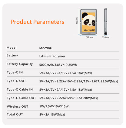 E-Ink Screen Magnetic Wireless Charging Power Bank